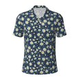 thumbnail image 1 of Balery Daisy Floral B Printed Men’s Short Sleeve Polo Shirt, Midweight Men's Shirt,Golf Polo shirts -XX-Large, 1 of 9