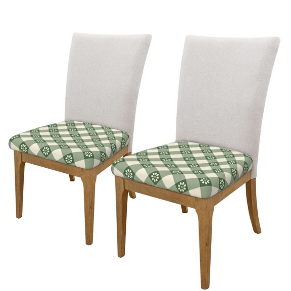 Balery Daisy Plaid Green Stretch Couch Cushion Covers, Individual Sofa Cushion Covers, Soft Chair Sofa Seat Cushion Slipcover with Elastic Bottom Milk Silk-16.9in