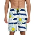 thumbnail image 1 of Balery Daisy Striped Nautical Men's Cotton Knit Pajama Shorts Waistband & Pockets,Short Pajama Pants-Small, 1 of 8