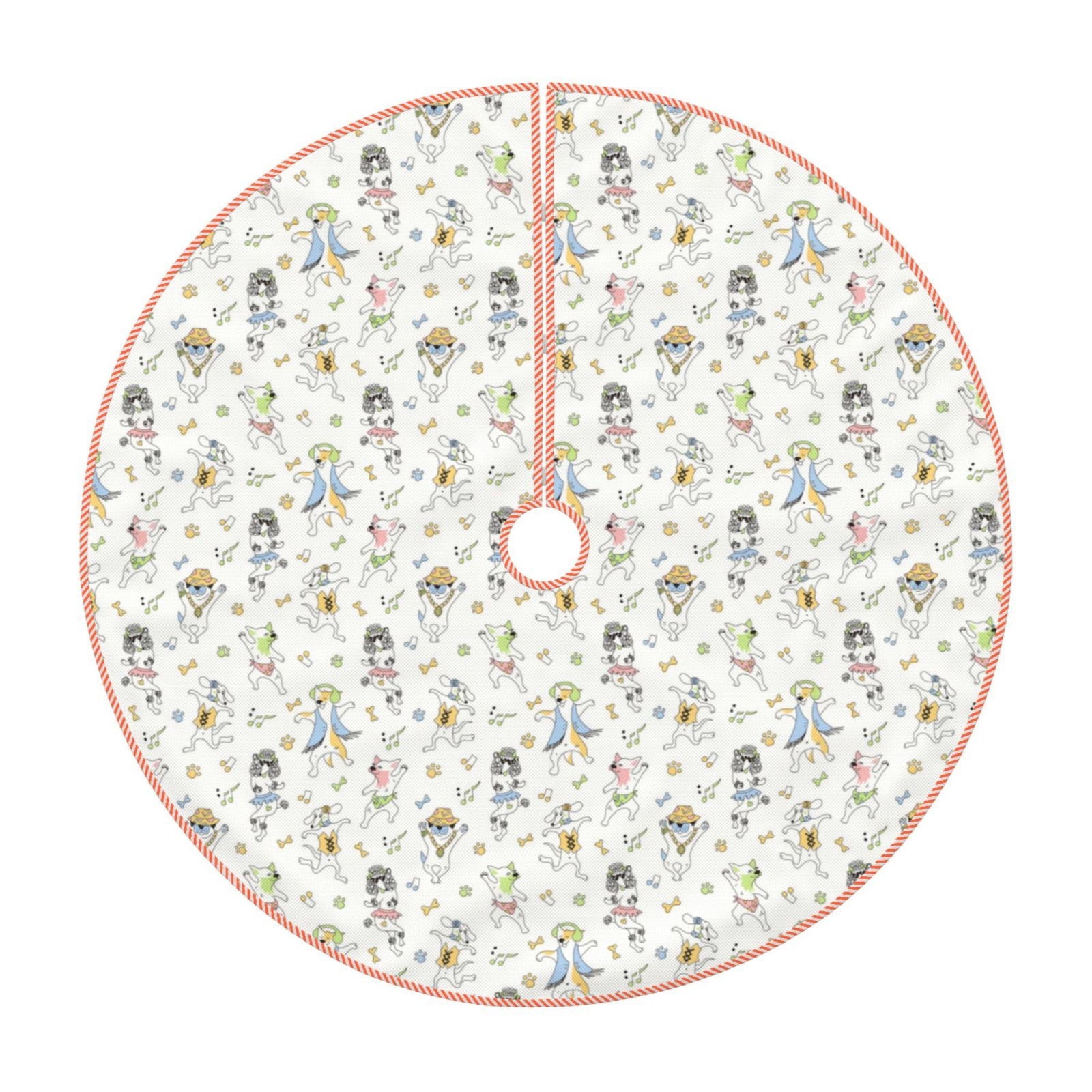 Balery Dancing Dogs Printed Christmas Tree Skirt , Merry Christmas