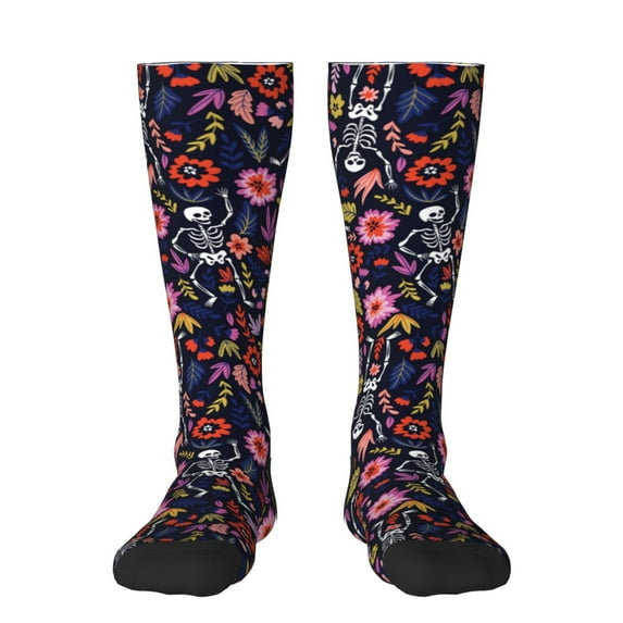 Balery Dancing Skeletons Floral Garden Fun Novelty Socks Men'S Women'S Crew Socks Funny Crazy Novelty Socks Quirky And Cool Socks
