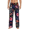 thumbnail image 1 of Balery Dancing Skeletons Floral Garden print Men's Pajama Pants,Ultra Lightweight Pjs,Lounge Pant-, 1 of 9