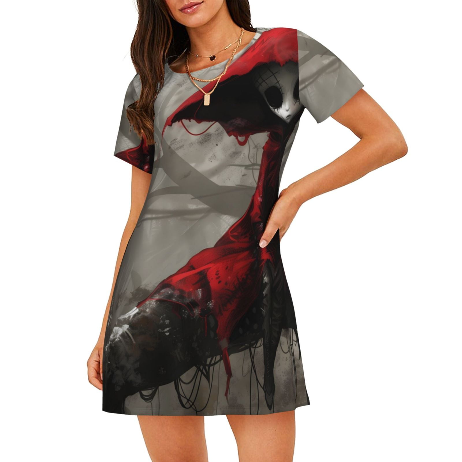 Costume Cappuccetto Rosso Per Bambina 4-6 Anni, Vestito Di Carnevale Con Camicetta, Gonna E Mantella