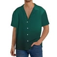 thumbnail image 1 of Balery Dark teal green Pattern Men's Casual Button Down Shirt Short Sleeve Textured Summer Cuban Beach Shirts-Small, 1 of 5
