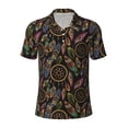 thumbnail image 1 of Balery Decorative Feathers Printed Men’s Short Sleeve Polo Shirt, Midweight Men's Shirt,Golf Polo shirts -Large, 1 of 9