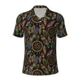 thumbnail image 1 of Balery Decorative Feathers Printed Men’s Short Sleeve Polo Shirt, Midweight Men's Shirt,Golf Polo shirts -Small, 1 of 8