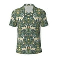 thumbnail image 1 of Balery Deer And Flowers Printed Men’s Short Sleeve Polo Shirt, Midweight Men's Shirt,Golf Polo shirts -X-Large, 1 of 8
