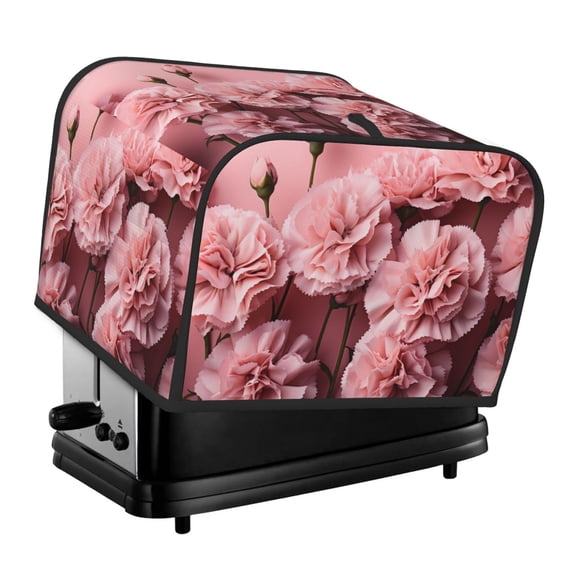 Balery Delicate Pink Carnations Pattern Oven Cover Kitchen Bread Machine Protector, 4 Slice Toaster Cover for Home, Anti Dust Fingerprint Coaster Cover