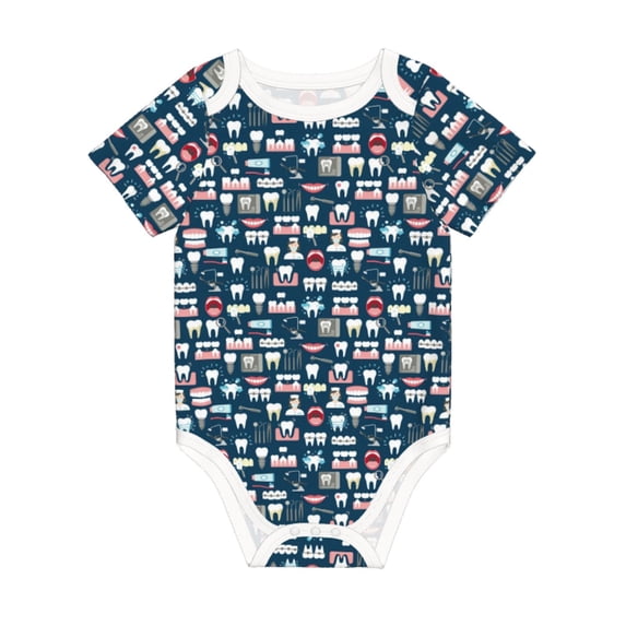 Balery Dental Seamless Pattern Baby Climbing Clothes Infant Bodysuit Cute Infant Bodysuit Baby Romper-18 Months