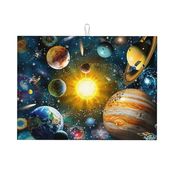 Balery Design Name Drying Mat For Kitchen Counter, 18x24 Inch Summer Ultra Absorbent Home Dish Drainer Mats Plate Holder