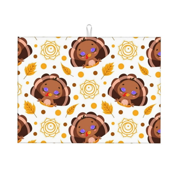Balery Design Name Drying Mat For Kitchen Counter, 18x24 Inch Summer Ultra Absorbent Home Dish Drainer Mats Plate Holder