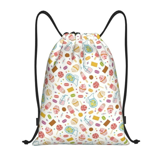 Balery Dessert Pattern Drawstring Backpack Bag Sport Gym Sackpack Cinch Bags Pattern Drawstring Backpack Bag Sport Gym Sackpack Cinch Bags -Small