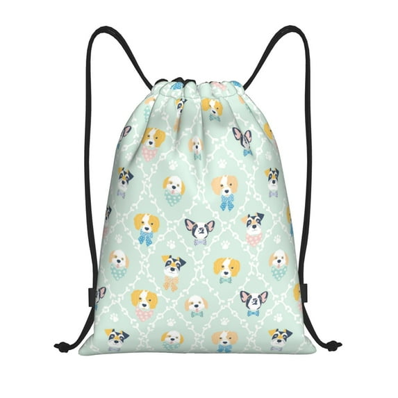 Balery Different Breeds of Dogs Pattern Drawstring Backpack Bag Sport Gym Sackpack Cinch Bags Pattern Drawstring Backpack Bag Sport Gym Sackpack Cinch Bags -Small