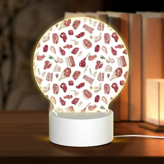 Balery Different Meat Pattern Acrylic Night Light Gift with 3 Color ModesTouch-Sensitive LED Lamp Perfect Gift for Mother's Day, Birthday, or Christmas