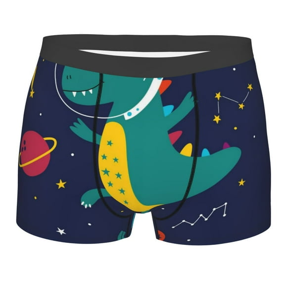 Balery Dinosau Space Explorer Men's Boxer Briefs, Soft and Breathable Cotton Underwear with nylon Waistband-Medium