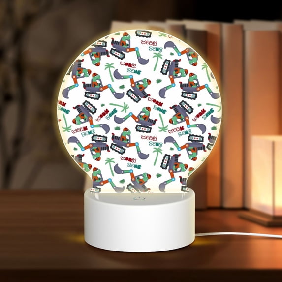 Balery Dinosaur on Excavator2 Pattern Acrylic Night Light Gift with 3 Color ModesTouch-Sensitive LED Lamp Perfect Gift for Mother's Day, Birthday, or Christmas