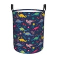thumbnail image 1 of Balery Dinosaur Flowers Round Laundry Basket with Handles Waterproof Freestanding Laundry Hamper for Clothes Toys in the Dorm and Family-Small, 1 of 8
