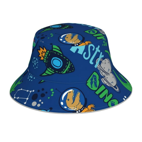 Balery Dinosaur In Space Sun Hats for Men Women Bucket Hat UPF 50+ Buckey Hat Boonie Hat Foldable UV Protection Hiking Beach Fishing Summer