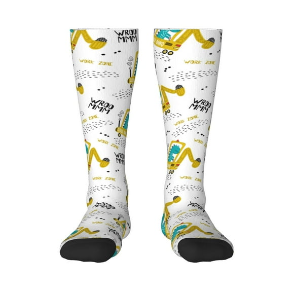 Balery Dinosaur On Excavator Fun Novelty Socks Men'S Women'S Crew Socks Funny Crazy Novelty Socks Quirky And Cool Socks