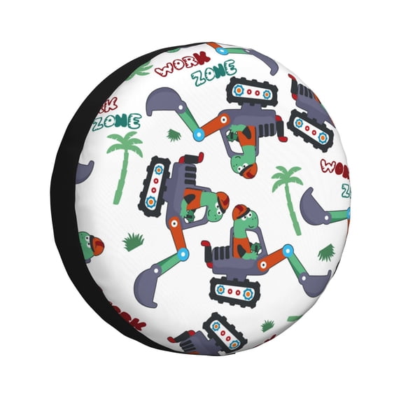 Balery Dinosaur On Excavator2tire Cover Waterproof Dust-Proof, Universal Spare Wheel Tire Cover For Trailer, Rv, Suv Truck And Vehicle Camper Accessories-15 Inch