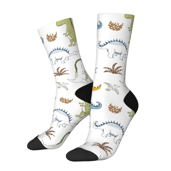 Balery Dinosaur Pattern Crew Socks Unisex– Soft & Breathable Socks for Men & Women, One-Size Fits Most (US 5-11), Comfortable & Durable for Daily Wear
