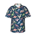Balery Dinosaur Print Men's Hawaiian Shirts Short Sleeve Beach Shirt