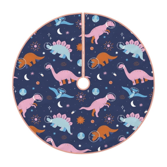 Balery Dinosaur Printed Christmas Tree Skirt , Merry Christmas Party Christmas Tree Decoration,Adjustable Tree Skirt-48"