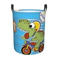 thumbnail image 1 of Balery Dinosaur Riding a Motorcycle Round Laundry Basket with Handles Waterproof Freestanding Laundry Hamper for Clothes Toys in the Dorm and Family-Small, 1 of 8