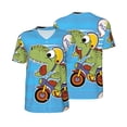thumbnail image 1 of Balery Dinosaur Riding a Motorcycle Baseball Jersey for Men Casual Button Down Shirts Short Sleeve Active Team Sports Uniform-4X-Large, 1 of 9