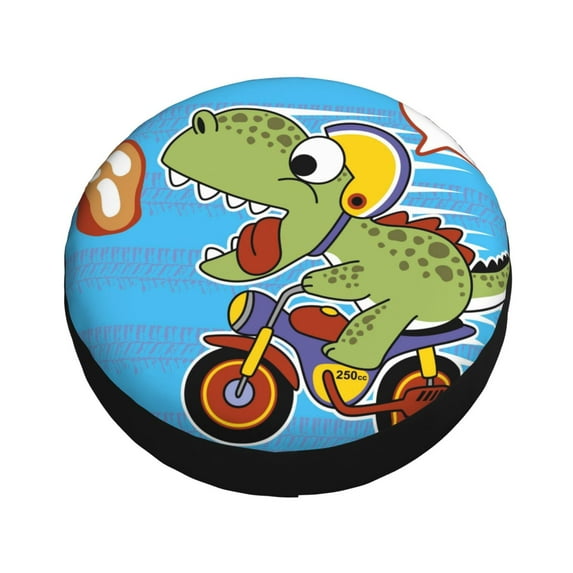 Balery Dinosaur Riding a Motorcycle Tire Covers - Tough Tire Wheel Protector for Truck, SUV, Trailer, Camper, RV -16 inch