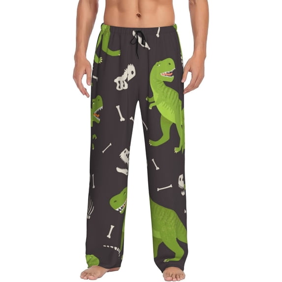 Balery Dinosaur Skeleton print Men's Pajama Pants,Ultra Lightweight Pjs,Lounge Pant-X-Large