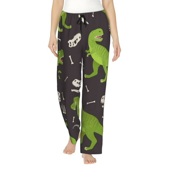 Balery Dinosaur Skeleton print Women's Pajama Pants,Ultra Lightweight Pjs,Lounge Pant-XX-Large