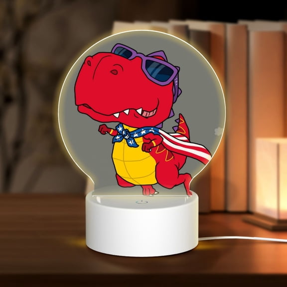 Balery Dinosaur Super Hero Cartoon Pattern Acrylic Night Light Gift with 3 Color ModesTouch-Sensitive LED Lamp Perfect Gift for Mother's Day, Birthday, or Christmas