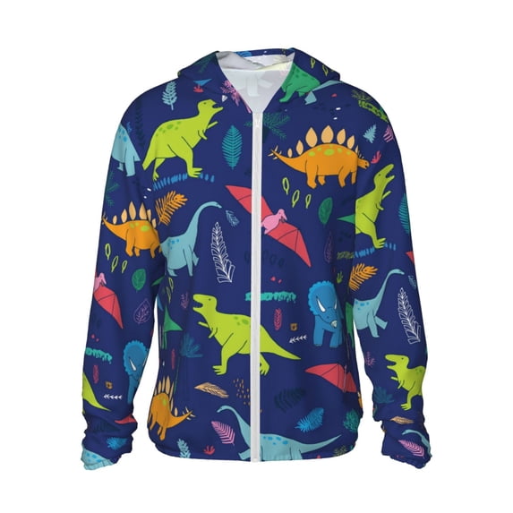 Balery Dinosaurs Men's Women's UPF 50+ Sun Protection Lightweight Hoodie Performance Long Sleeve Shirt for Fishing Running-XX-Large