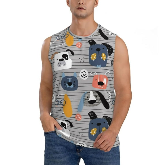 Balery Dog Men's Sleeveless Muscle Shirts Workout Tank Top, Moisture Wicking, Odor Protection-