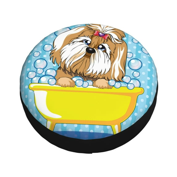 Balery Dog Takes a Bath in the Bathtub Tire Covers - Tough Tire Wheel Protector for Truck, SUV, Trailer, Camper, RV -17 inch