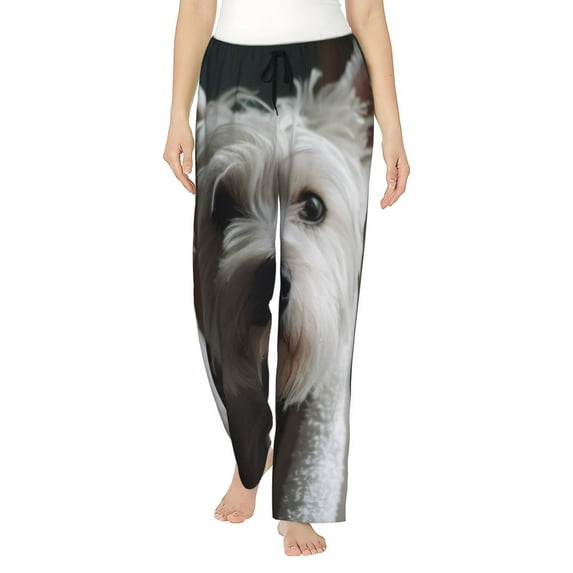 Balery Dog Wrapped in Towel 1 print Women's Pajama Pants,Ultra Lightweight Pjs,Lounge Pant-XX-Large