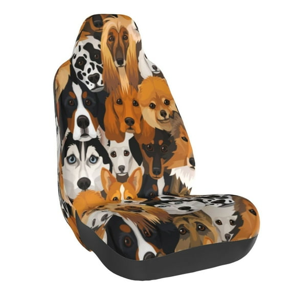 Balery Dogs Different Breeds Pattern Car Seat Cover - Soft & Breathable Front Premium Covers with Non-Slip Protector Fits Most Automotive, Vans, SUVs, Trucks - 1 Unit