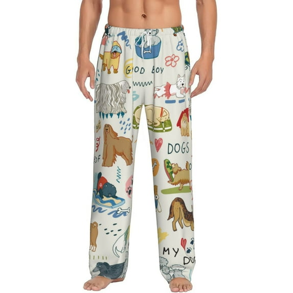 Balery Dogs Funny Pets print Men's Pajama Pants,Ultra Lightweight Pjs,Lounge Pant-Large