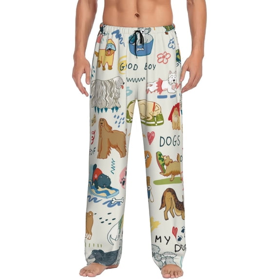 Balery Dogs Funny Pets print Men's Pajama Pants,Ultra Lightweight Pjs,Lounge Pant-Large