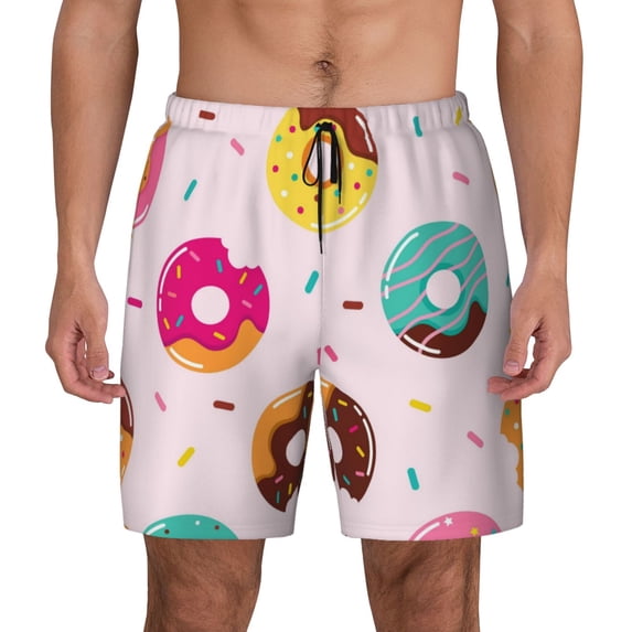 Balery Donut Mens Swim Trunks Swim Shorts for Men Quick Dry Inseam Beach Shorts with Compression Liner Pocket-Medium