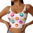 thumbnail image 1 of Balery Donut Pattern Racerback Sports Bras for Women - Padded Seamless High Impact Support for Yoga Gym Workout Fitness-Large, 1 of 8