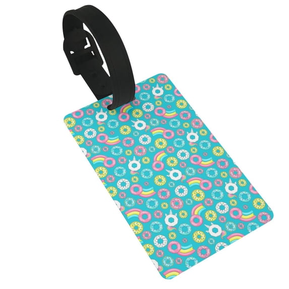 Balery Donut Print Durable Luggage Tags with Secure Strap, Personalized Travel ID Tags for Suitcases, Bags, and Backpacks - Easy Identification for Men and Women