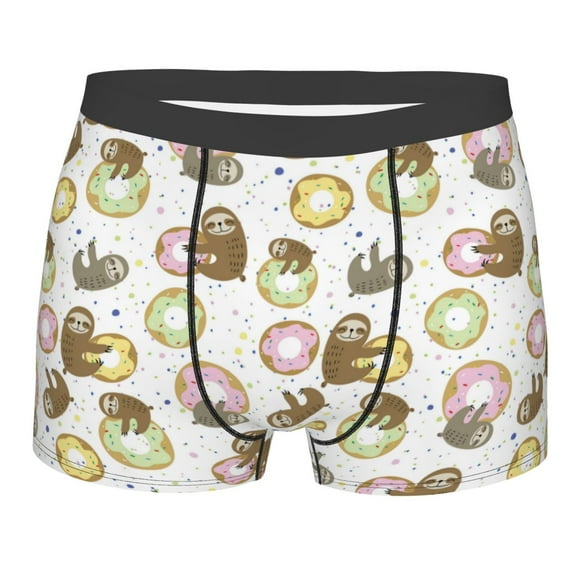 Balery Donut Sloth Men's Boxer Briefs, Soft and Breathable Cotton Underwear with nylon Waistband-Medium