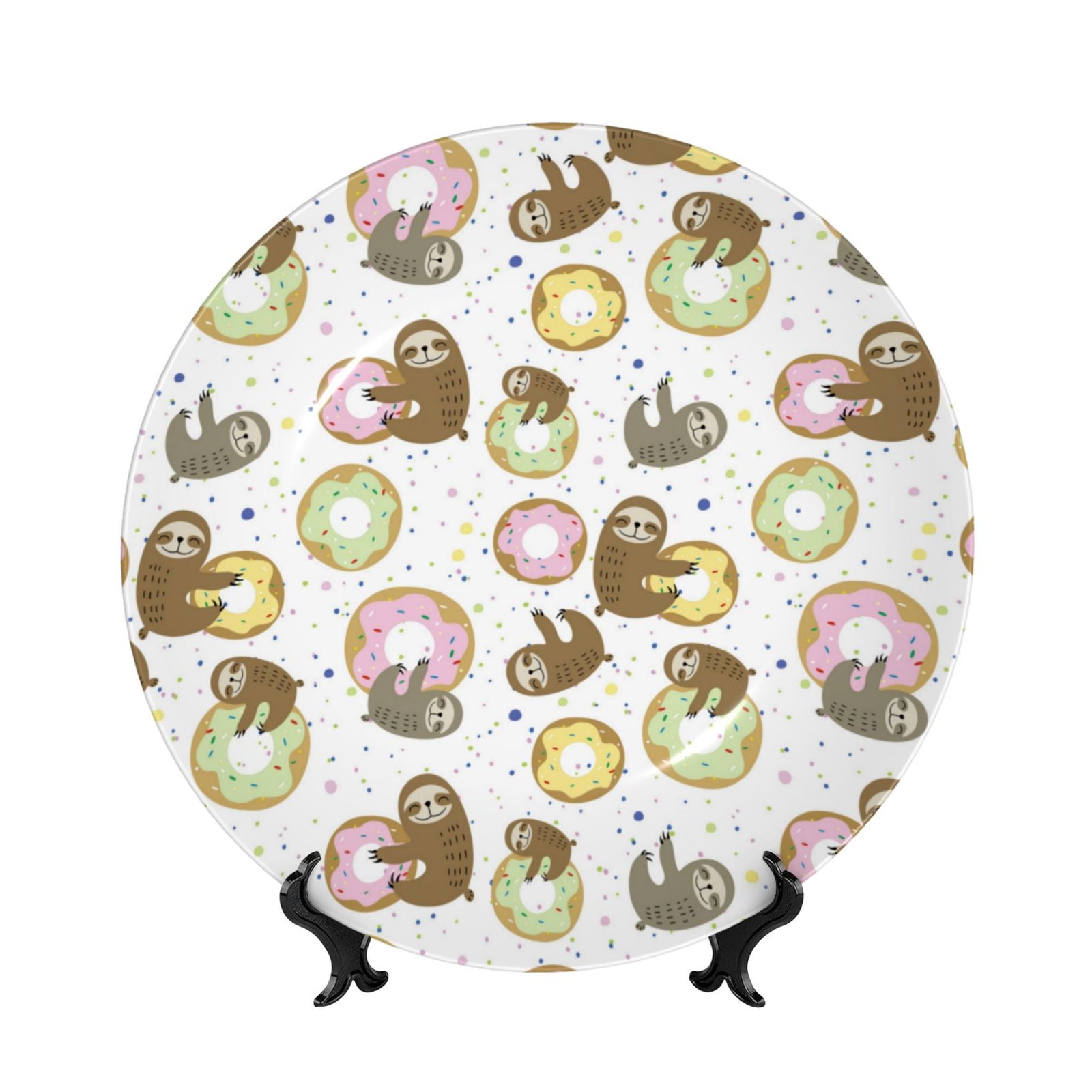 Balery Donut Sloth Print Bone China Decorative Plate Ceramic Dinner ...