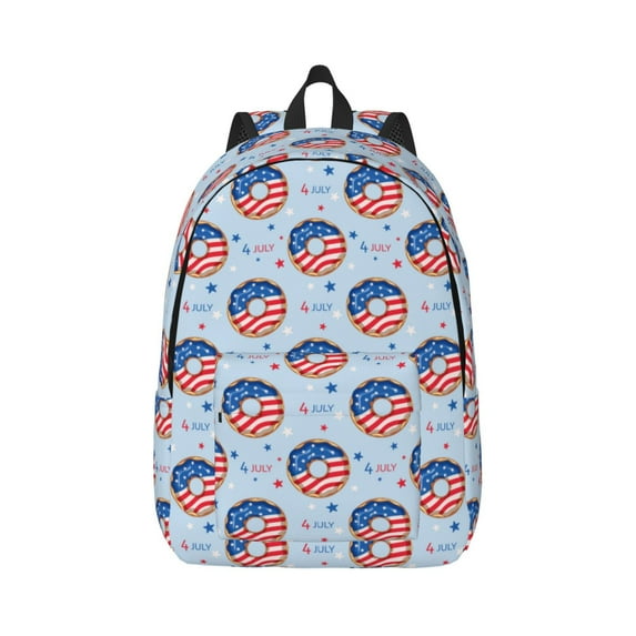 Balery Donut with the USA Fag Vintage Canvas Backpack for Men and Women - Large Capacity, Durable Travel Laptop Bag for School, Work, Hiking, and Outdoor Activities