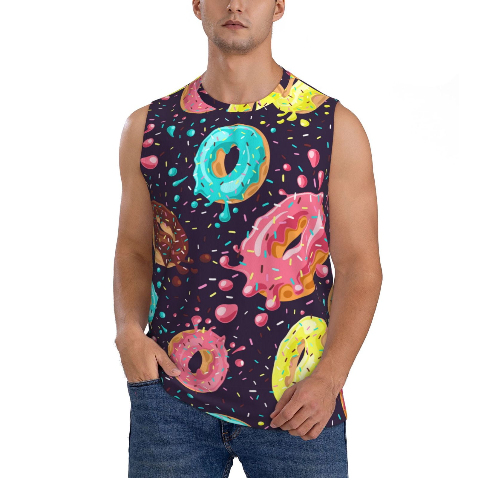 Balery Donuts1 Men's Sleeveless Muscle Shirts Workout Tank Top ...