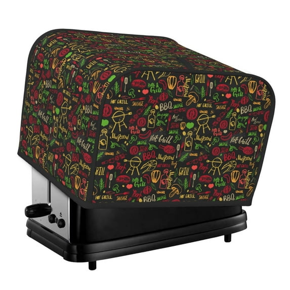 Balery Doodle Barbeque 1 Pattern Oven Cover Kitchen Bread Machine Protector, 4 Slice Toaster Cover for Home, Anti Dust Fingerprint Coaster Cover