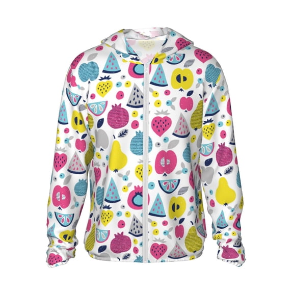 Balery Doodle Fruits Men's Women's UPF 50+ Sun Protection Lightweight Hoodie Performance Long Sleeve Shirt for Fishing Running-Large