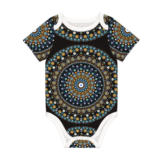 Balery Dot Mandala Pattern Baby Climbing Clothes Infant Bodysuit Cute Infant Bodysuit Baby Romper-6 Months